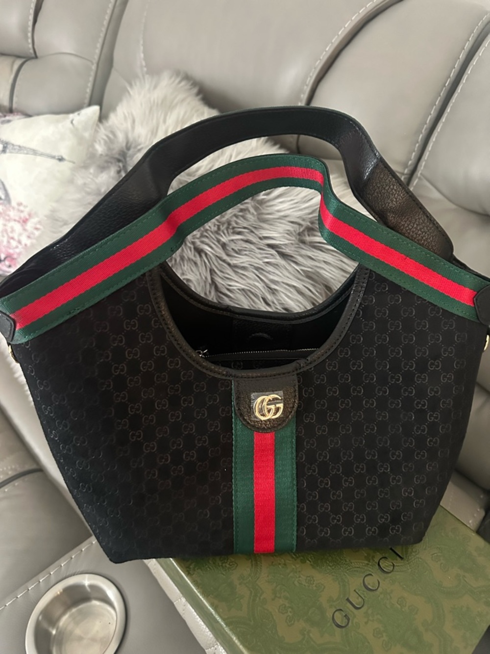 Gucci Black Giglio Large Tote Bag